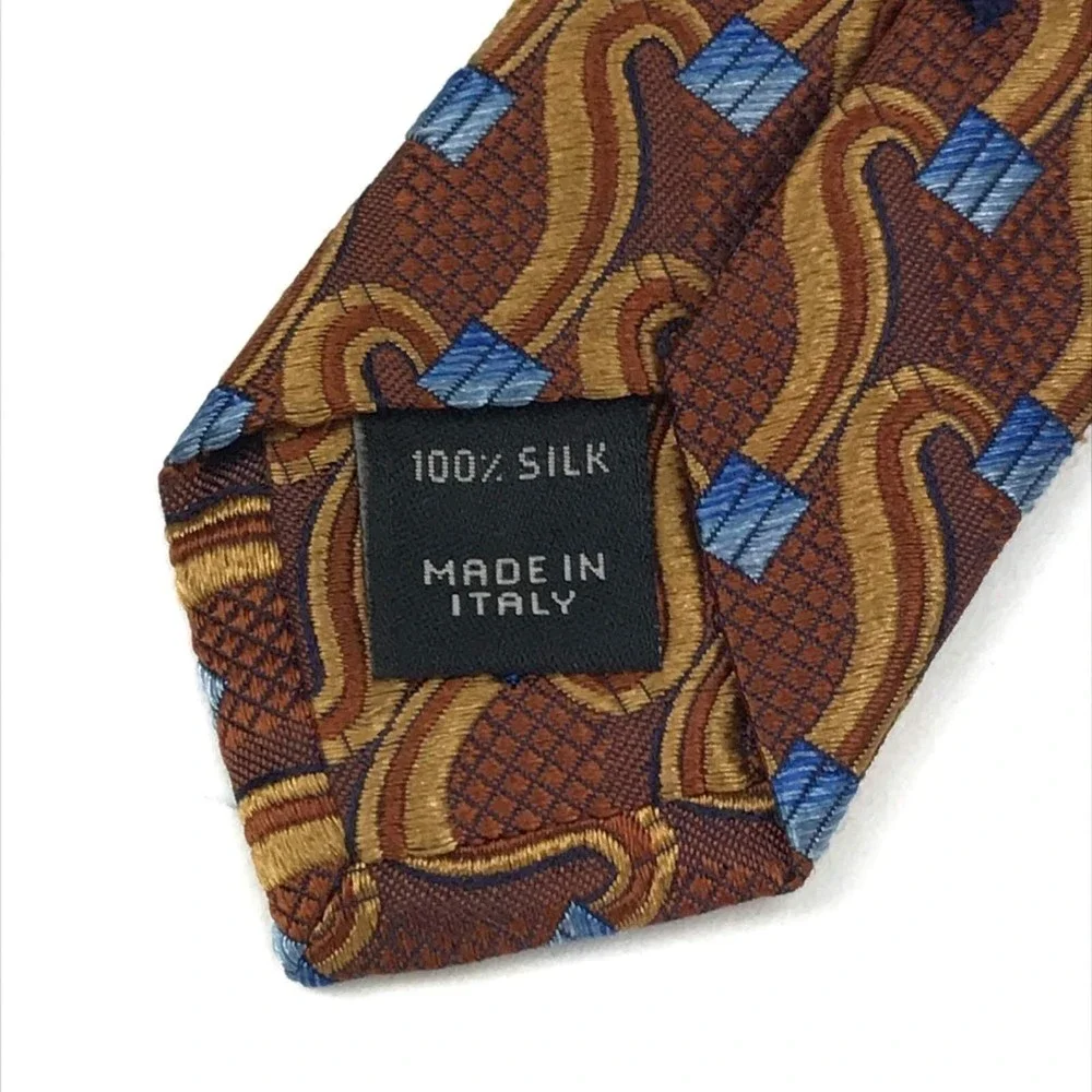 Jos. A. Bank Signature Collection Brown Blue Squares Elegant Office Tie Necktie